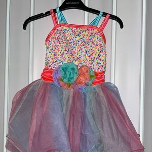 Custom Dance Costume w/ tights & hair clip
